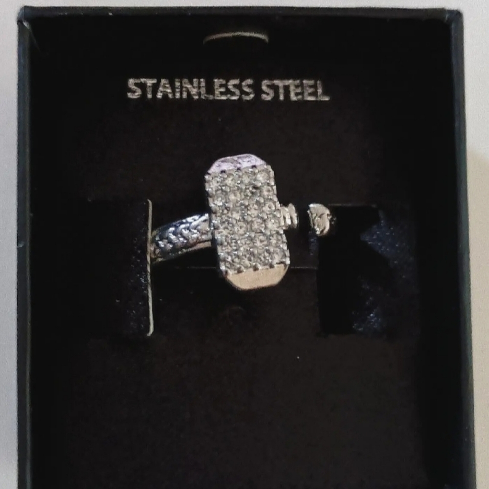 Marvel Comics Thor Hammer Logo Pave Crystal Hammer Ring New NOS Box sz 9